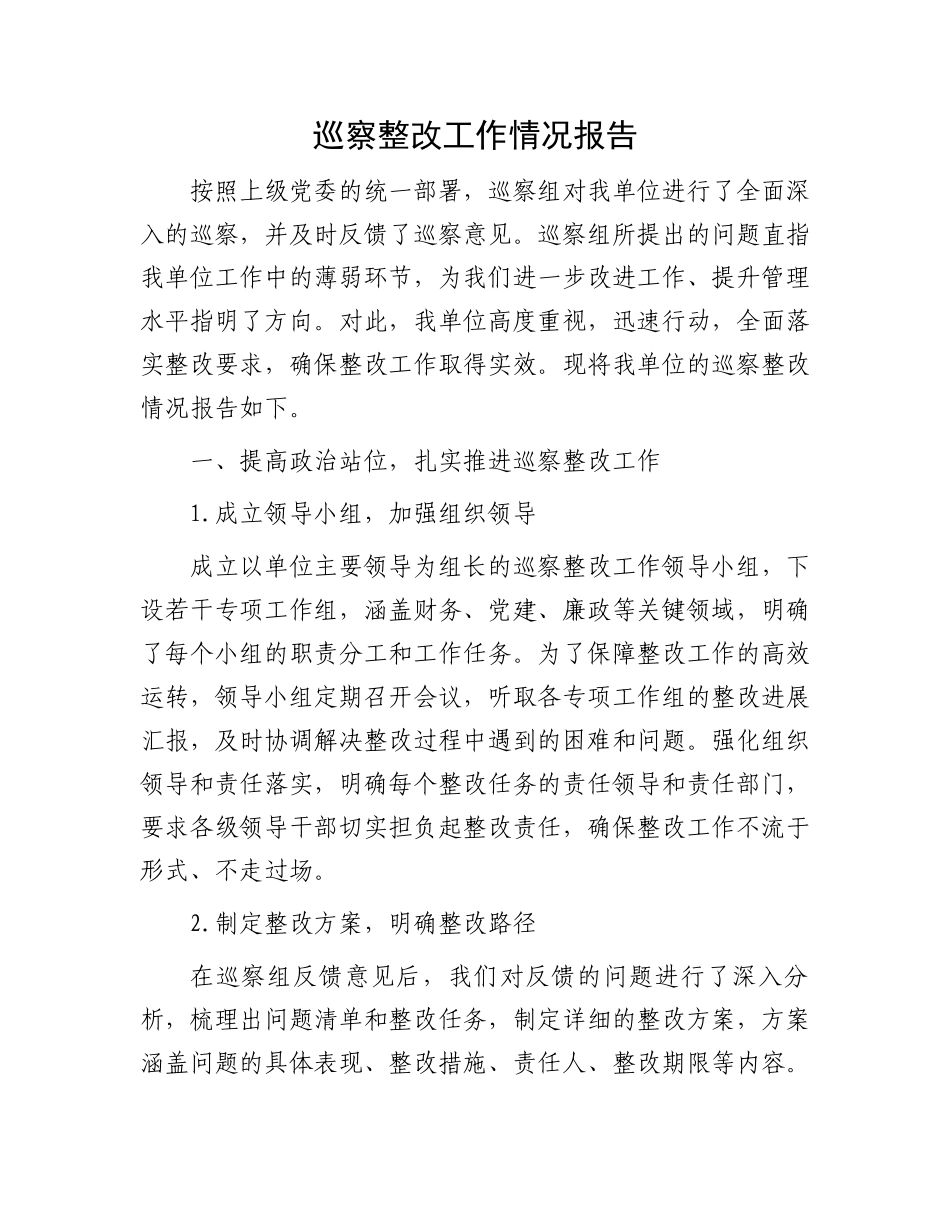 巡察整改工作情况报告_第1页