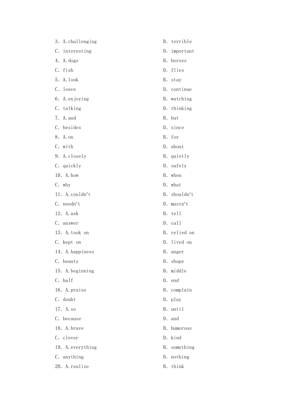 高中英语 Unit 1 School life课时达标训练（一）牛津译林版 _第3页