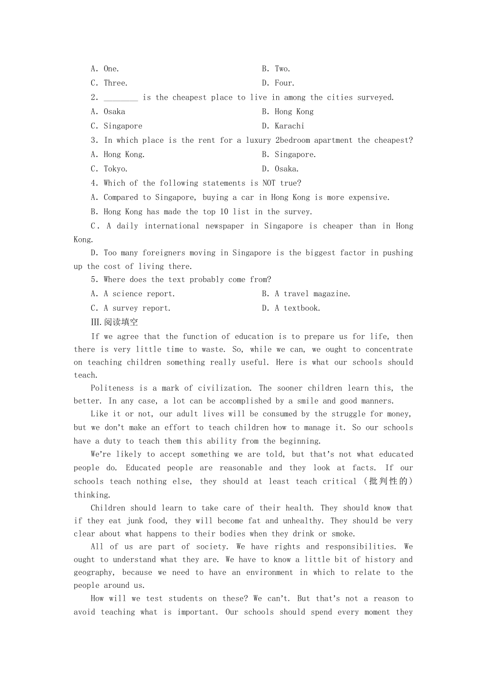 高中英语 Unit 3 Looking good，feeling good课时达标训练（十二）牛津译林版_第3页