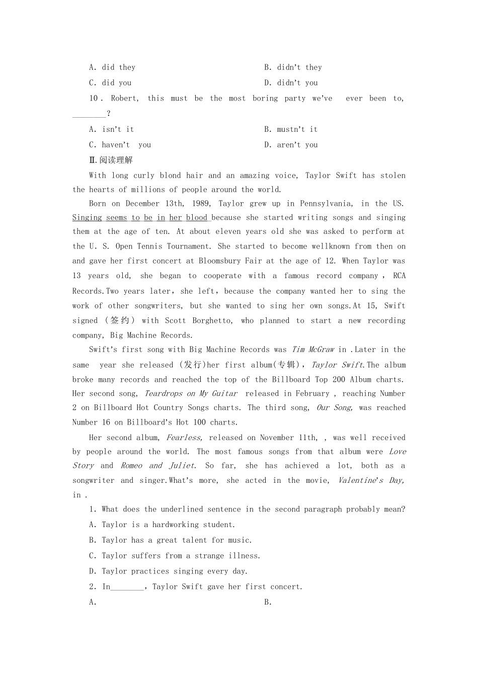 高中英语 Unit 3 Looking good，feeling good课时达标训练（十一）牛津译林版 _第2页