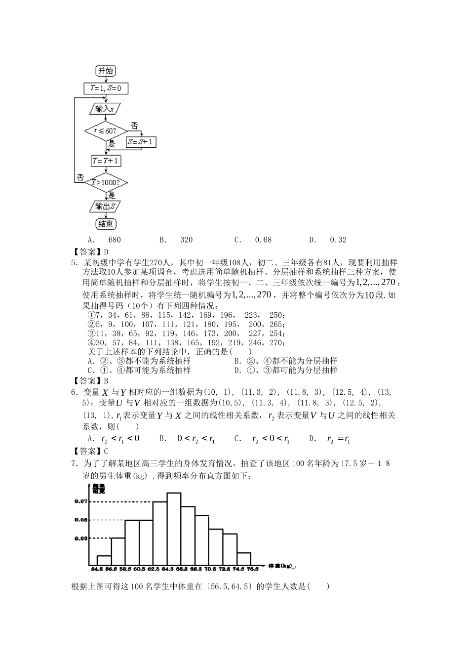 内蒙古大附中版高考数一轮复习 统计单元能力提升训练_第2页