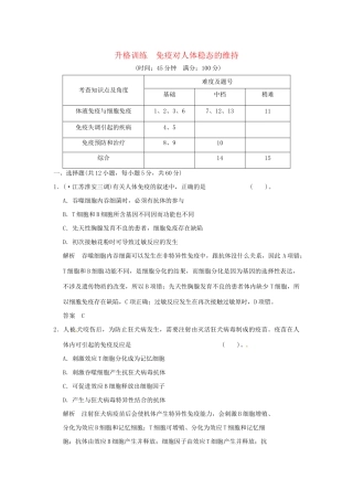 高中生物 2-1升格训练试题 苏教版必修3