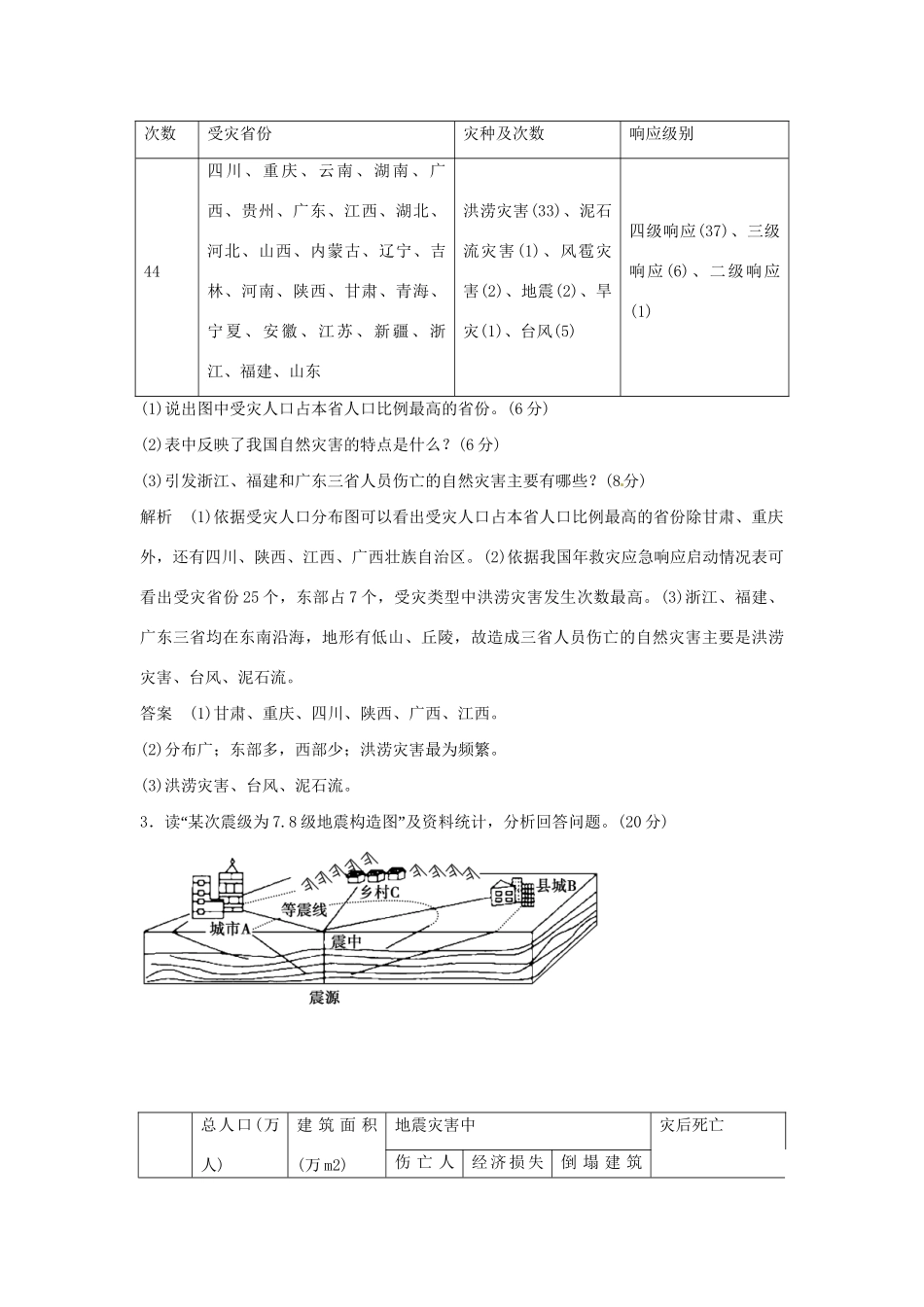 高考地理二轮复习 专题考练大冲关 专题19 自然灾害与防治 （含解析）_第3页