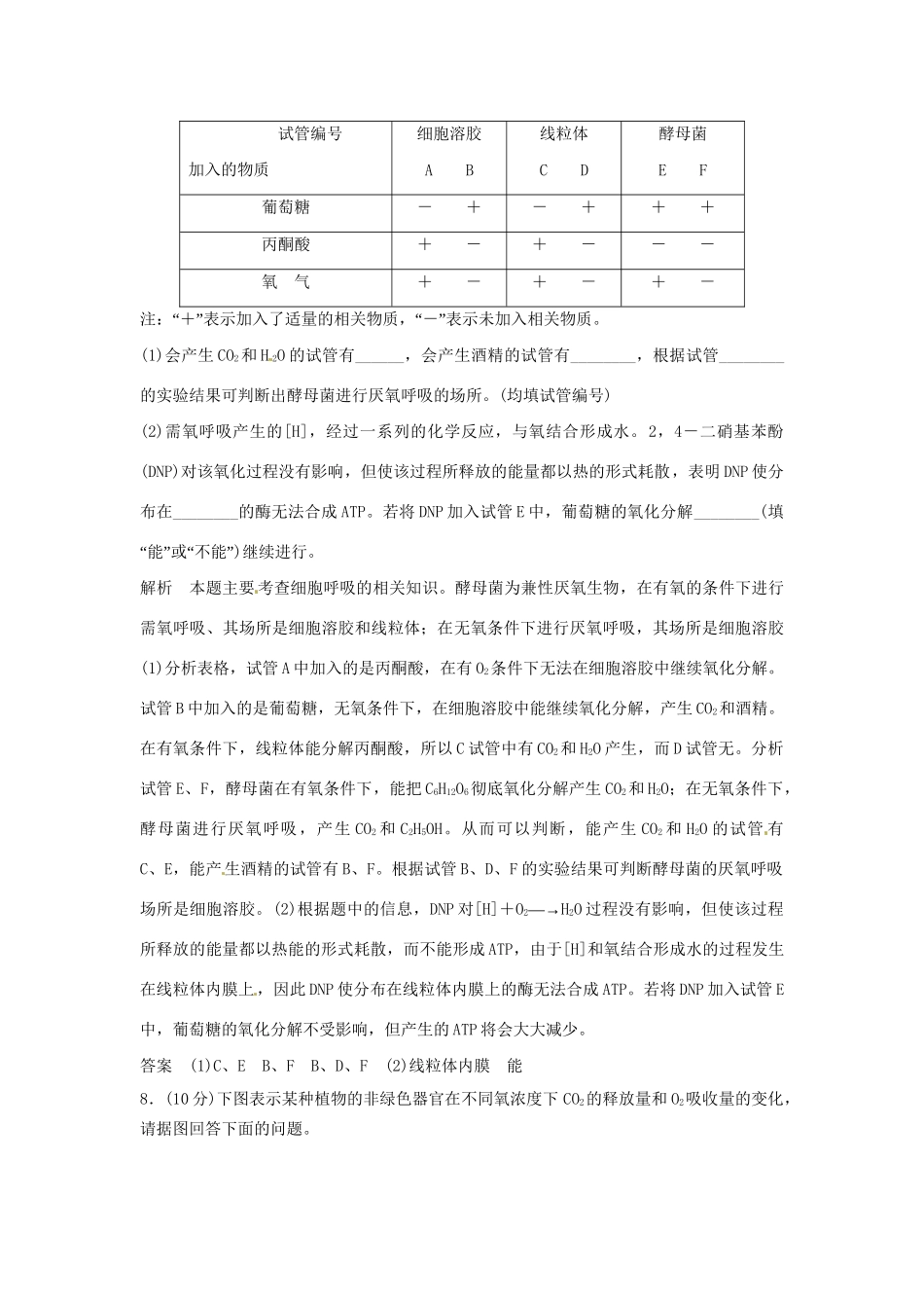 高中生物 3-4-2影响呼吸作用的因素同步练习 浙科版必修1_第3页