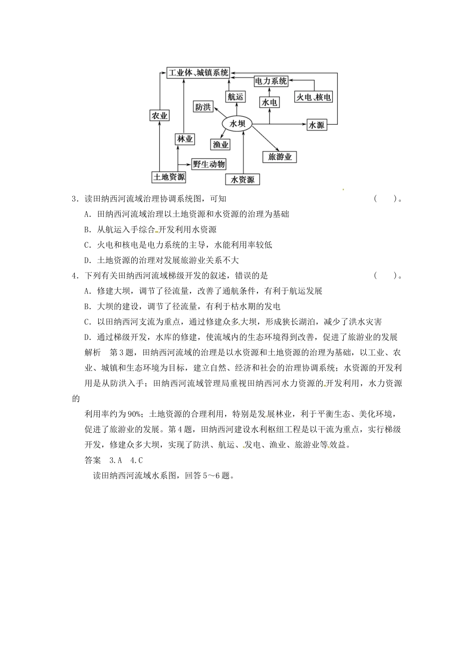 高中地理 2-2美国田纳西河流域的治理活页规范训练 中图版必修3_第2页