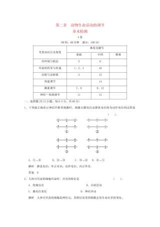 高中生物 第2章末检测试题 浙科版必修3