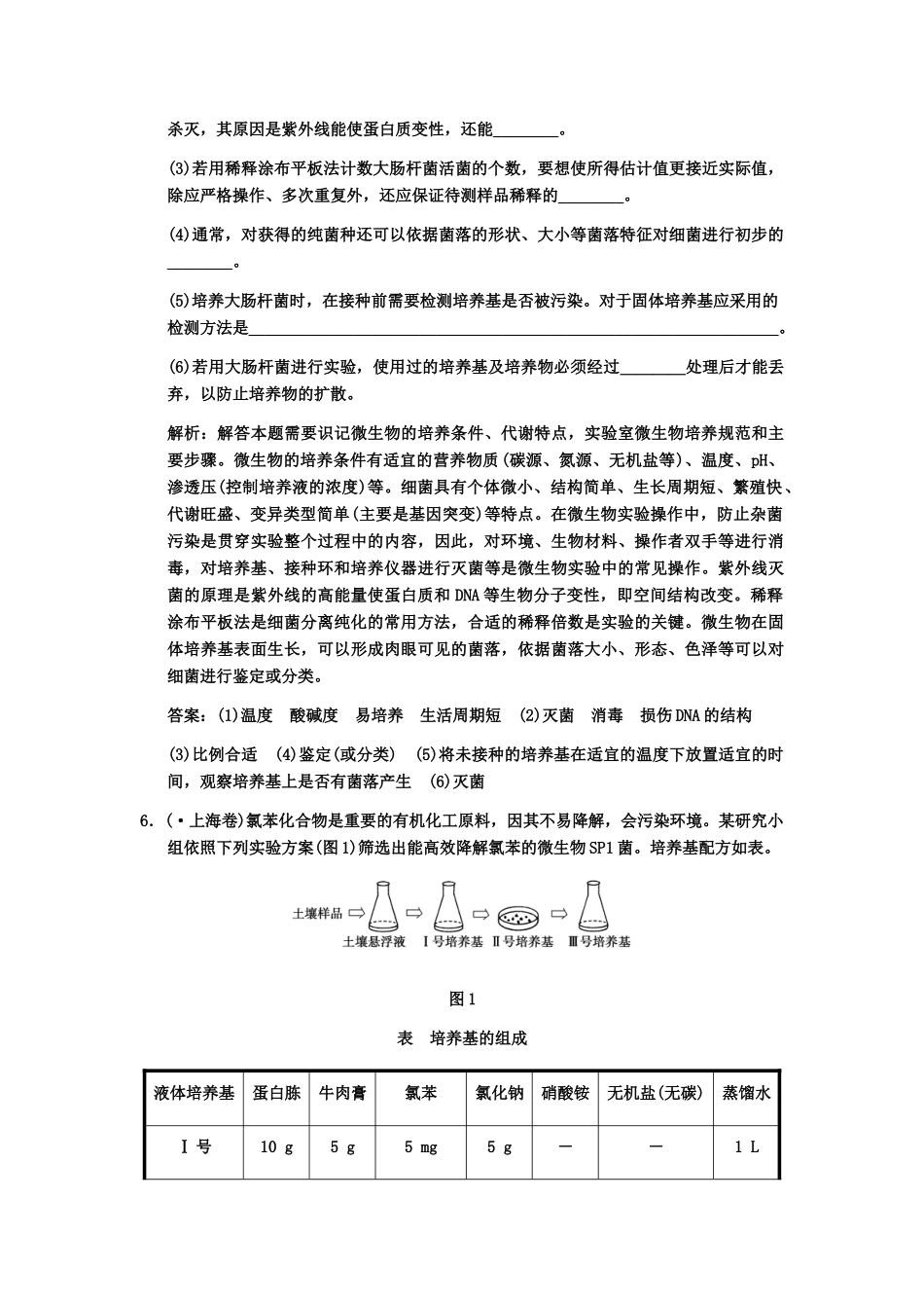 高考生物一轮复习 1微生物培养技术随堂双基演练 中图版选修1_第3页