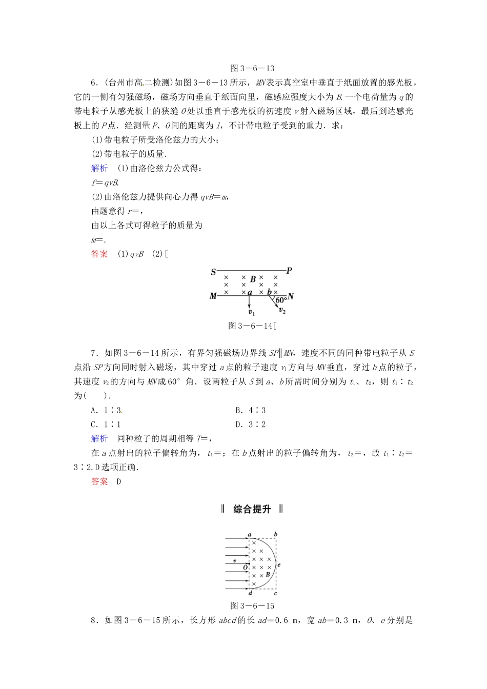 高中物理 3-6 洛伦兹力与现代技术规范训练 粤教版选修3-1_第3页