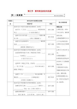 高考语文二轮 三级排查大提分 第三节 默写常见的名句名篇