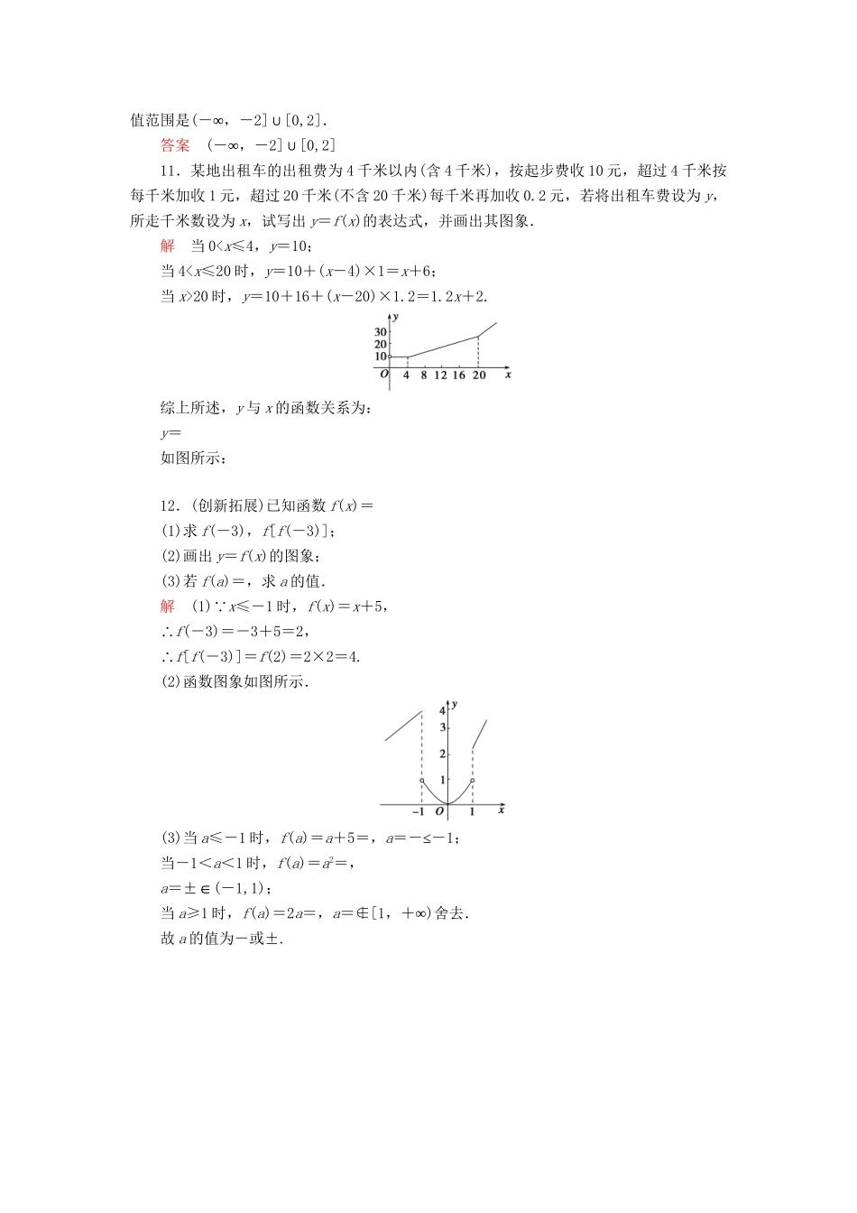 高中数学 2.1.2 函数的表示方法活页练习 新人教B版必修1_第3页