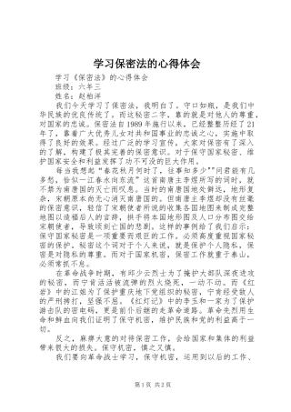 2024年学习保密法的心得体会