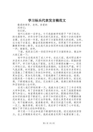 2024年学习标兵代表讲话稿范文