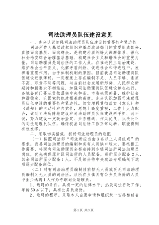 2024年司法助理员队伍建设意见
