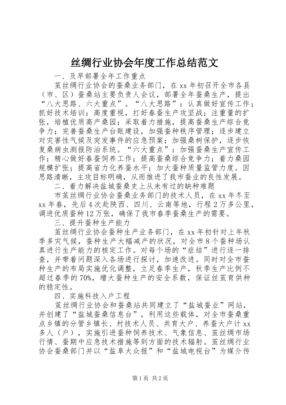 2024年丝绸行业协会年度工作总结范文_第1页