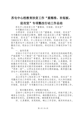 2024年苏屯中心校教育扶贫工作重精准补短板促攻坚专项整改行动工作总结