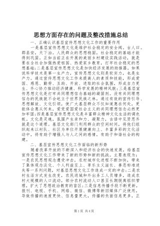 2024年思想方面存在的问题及整改措施总结