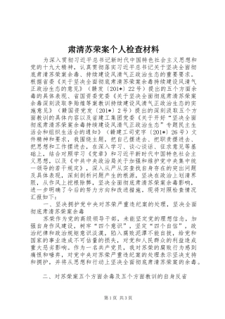 2024年肃清苏荣案个人检查材料
