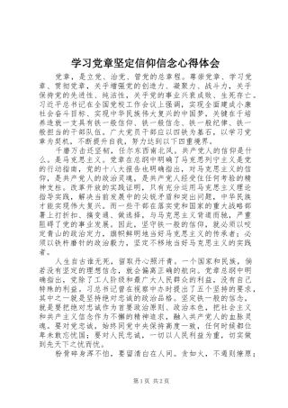 2024年学习党章坚定信仰信念心得体会