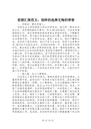 2024年思想汇报范文别样的选择无悔的青春