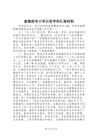 2024年索镇前毕小学示范学科汇报材料