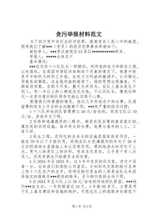 2024年贪污举报材料范文