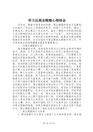 2024年学习反商业贿赂心得体会