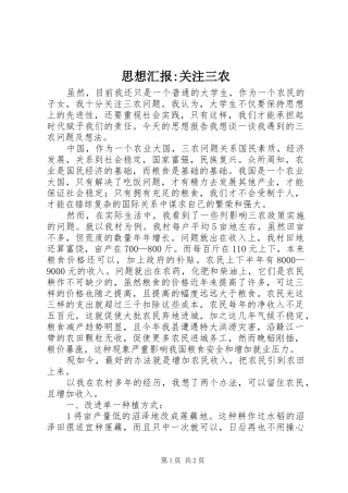 2024年思想汇报关注三农