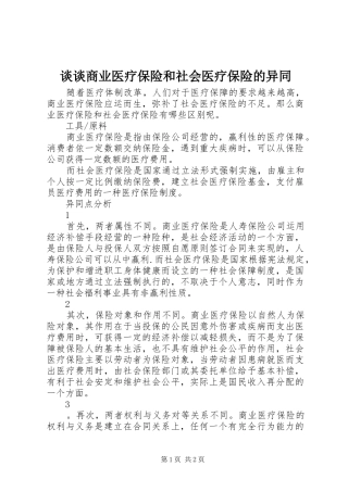 2024年谈谈商业医疗保险和社会医疗保险的异同