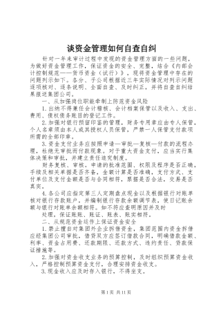 2024年谈资金管理如何自查自纠