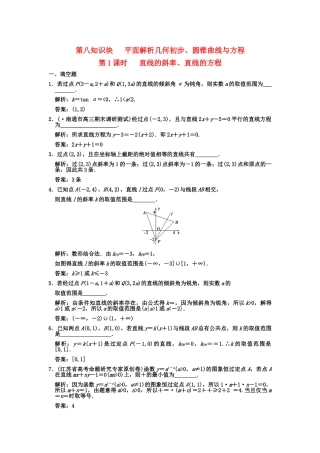 高三数学一轮复习 8-1直线的斜率、直线的方程随堂训练 文 苏教版