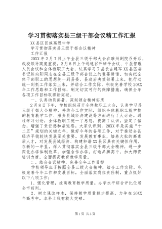 2024年学习贯彻落实县三级干部会议精工作汇报