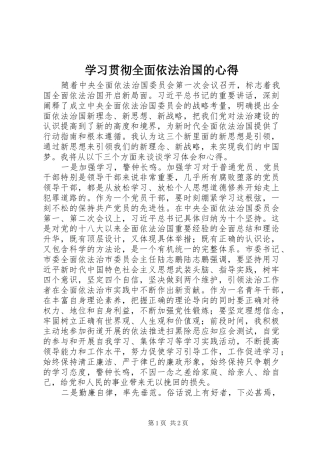 2024年学习贯彻全面依法治国的心得