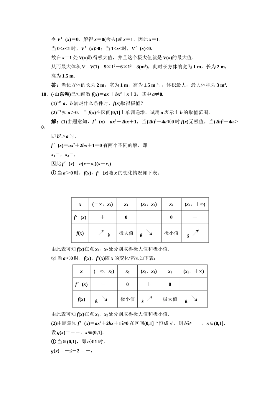高三数学一轮复习 第2知识块第13讲 导数的应用随堂训练 文 新人教B版_第3页