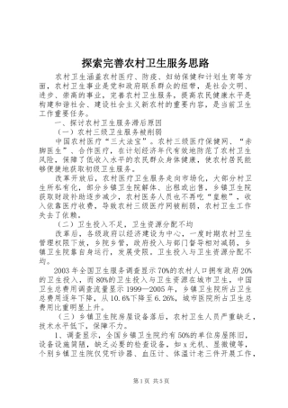 2024年探索完善农村卫生服务思路