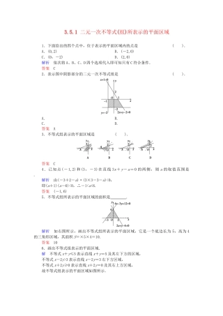 高中数学 3.5.1 二元一次不等式(组)所表示的平面区域活页训练 新人教B版必修5