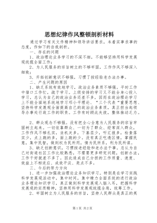 2024年思想纪律作风整顿剖析材料