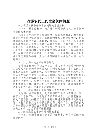 2024年探微农民工的社会保障问题