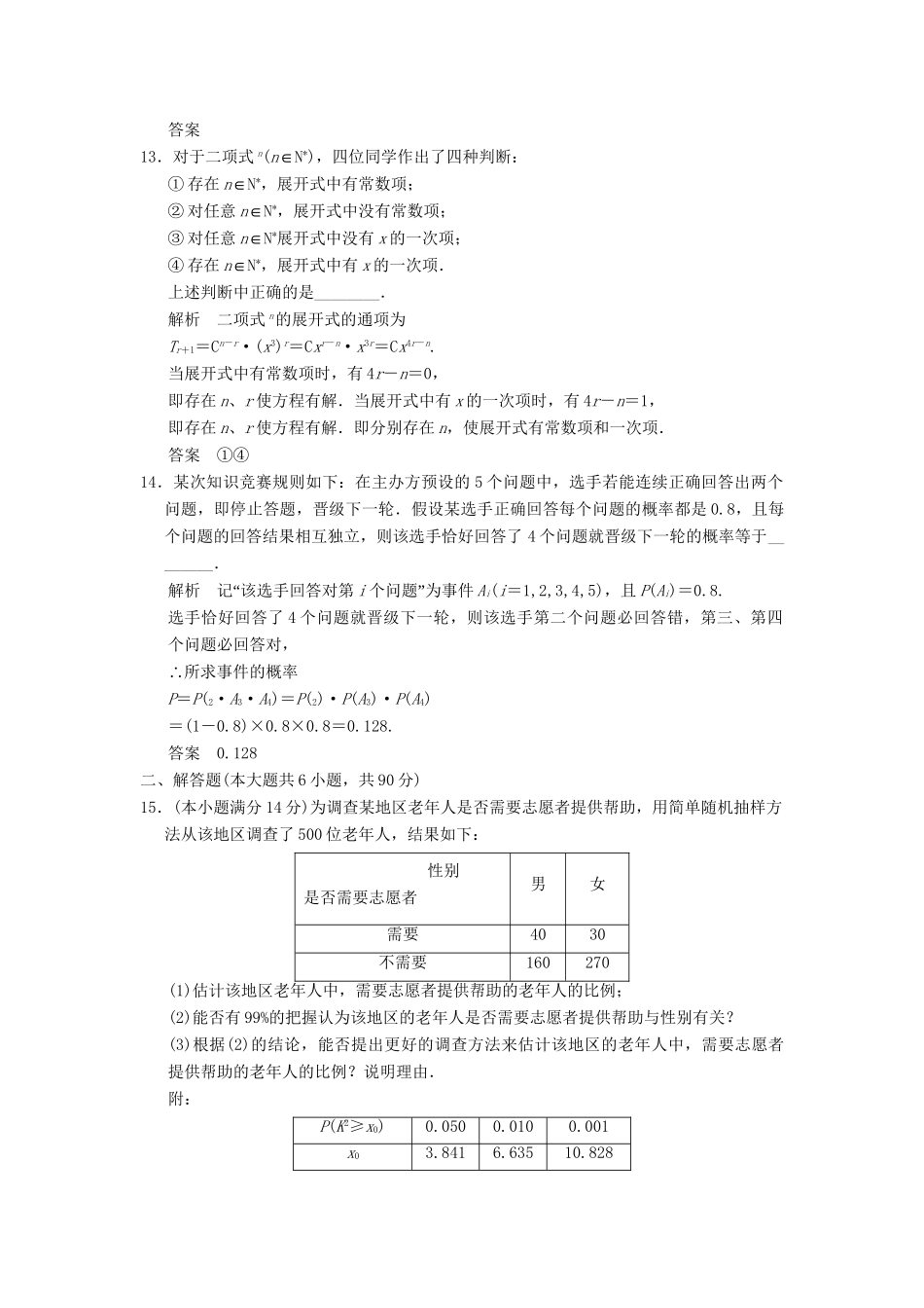 高中数学 模块检测 苏教版选修2-3_第3页
