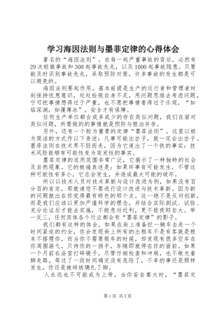 2024年学习海因法则与墨菲定律的心得体会