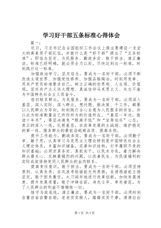 2024年学习好干部五条标准心得体会