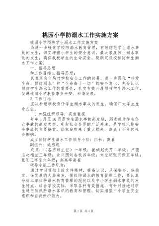 2024年桃园小学防溺水工作实施方案