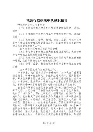 2024年桃园行政执法中队述职报告