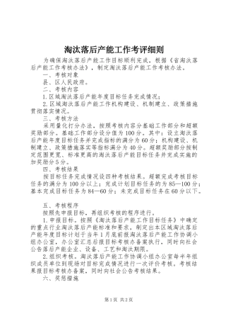 2024年淘汰落后产能工作考评细则
