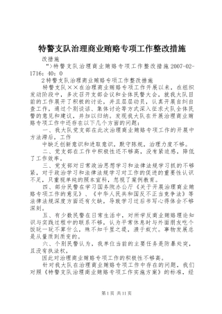 2024年特警支队治理商业贿赂专项工作整改措施