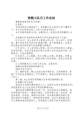 2024年特勤大队月工作总结