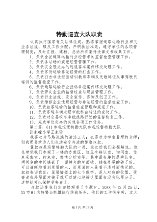 2024年特勤巡查大队职责