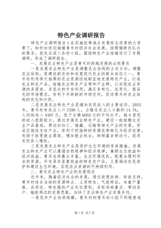 2024年特色产业调研报告