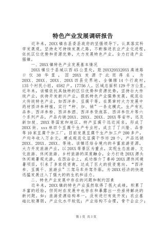 2024年特色产业发展调研报告