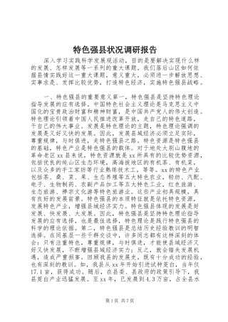 2024年特色强县状况调研报告