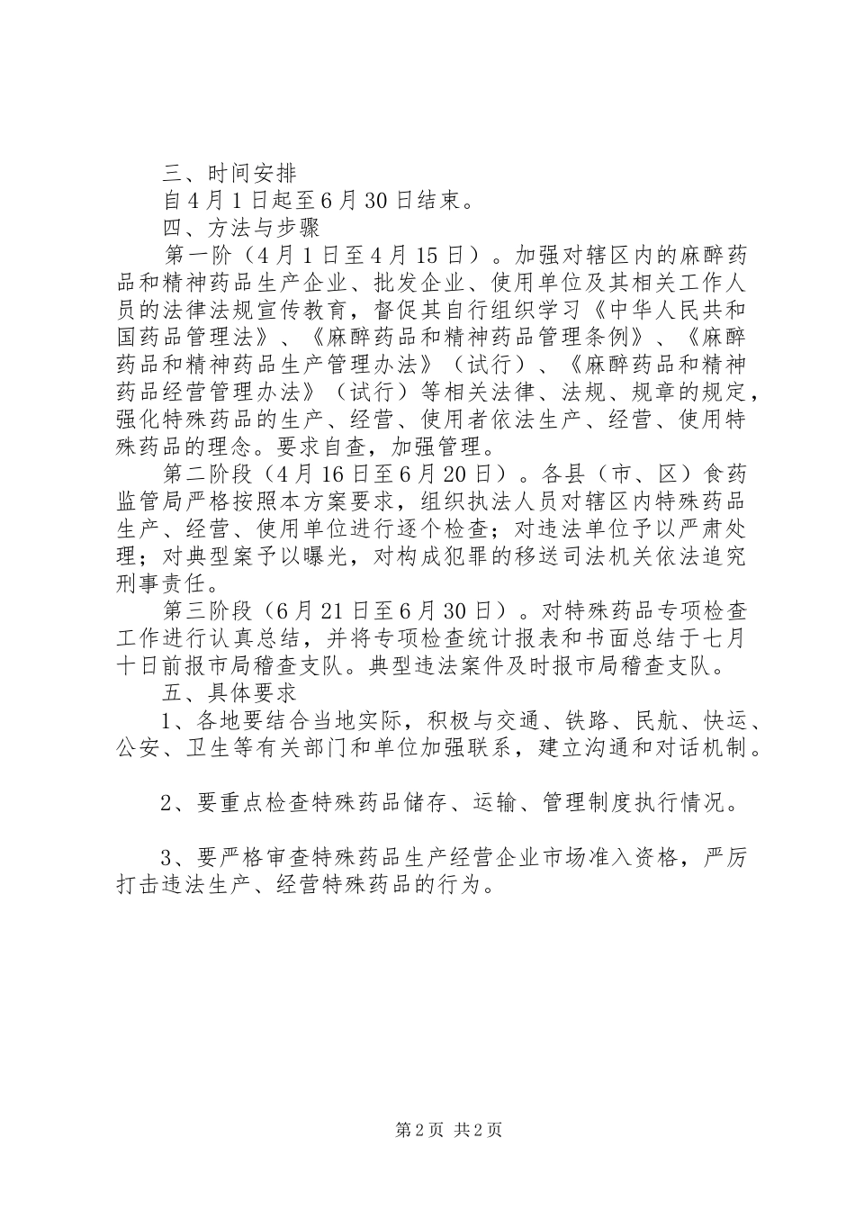 2024年特殊药品专项监督检查实施方案_第2页